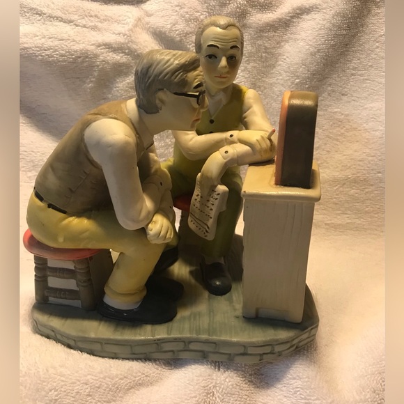 Vintage Lefton Father and Son Old Radio Show Figurine - Picture 1 of 7